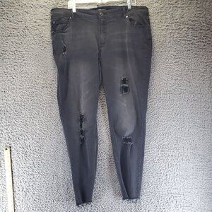 Cato Jeans Womens Plus Size 18W Black Curvy Distressed Stretch Skinny *Read*
